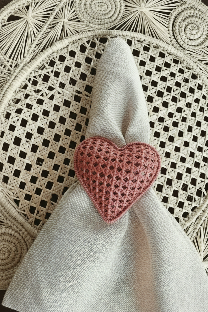 Criss-Cross Heart Handwoven Iraca Napkin Ring