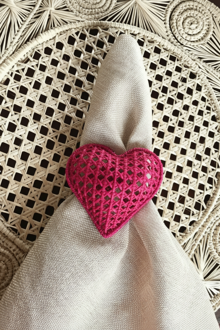 Criss-Cross Heart Handwoven Iraca Napkin Ring