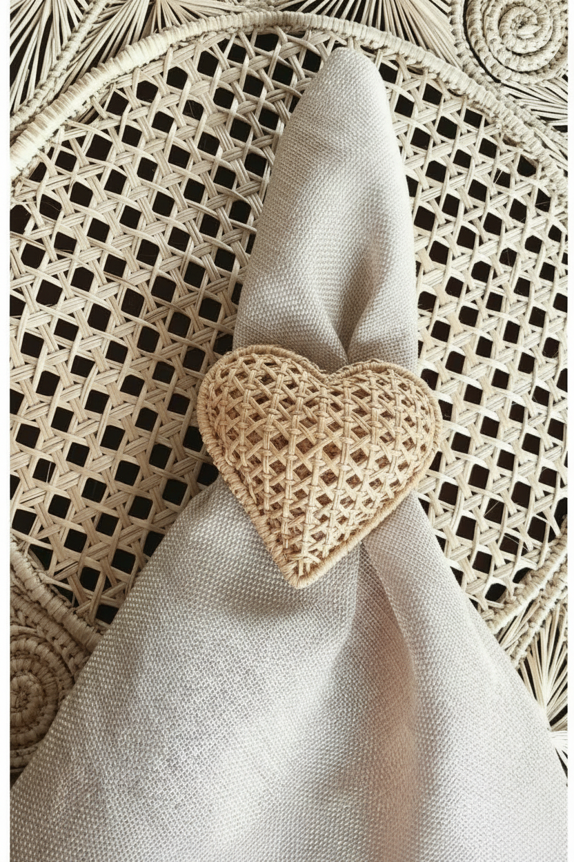 Criss-Cross Heart Handwoven Iraca Napkin Ring