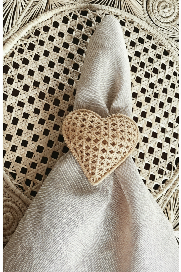 Criss-Cross Heart Handwoven Iraca Napkin Ring