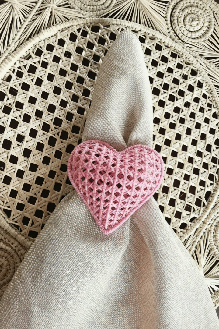 Criss-Cross Heart Handwoven Iraca Napkin Ring