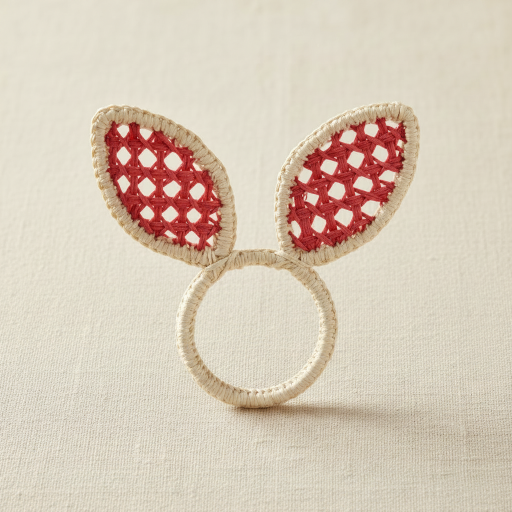 Easter Bunny Ears Handwoven Iraca Napkin Ring
