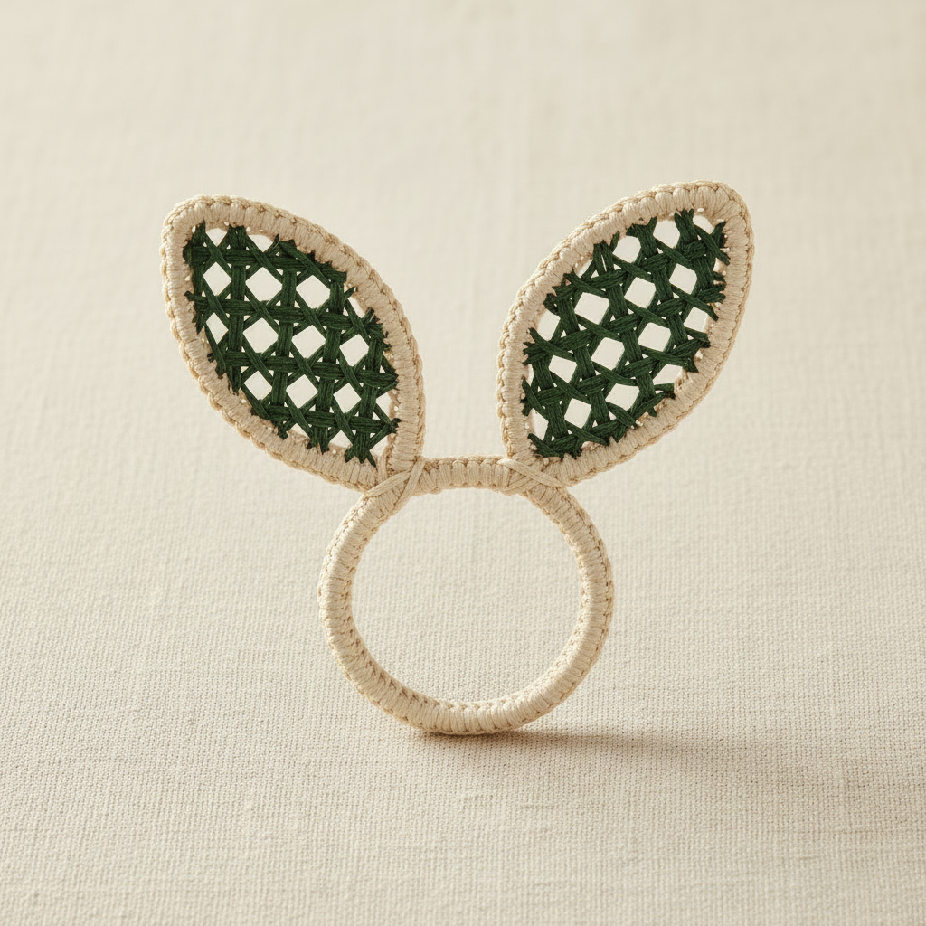 Easter Bunny Ears Handwoven Iraca Napkin Ring