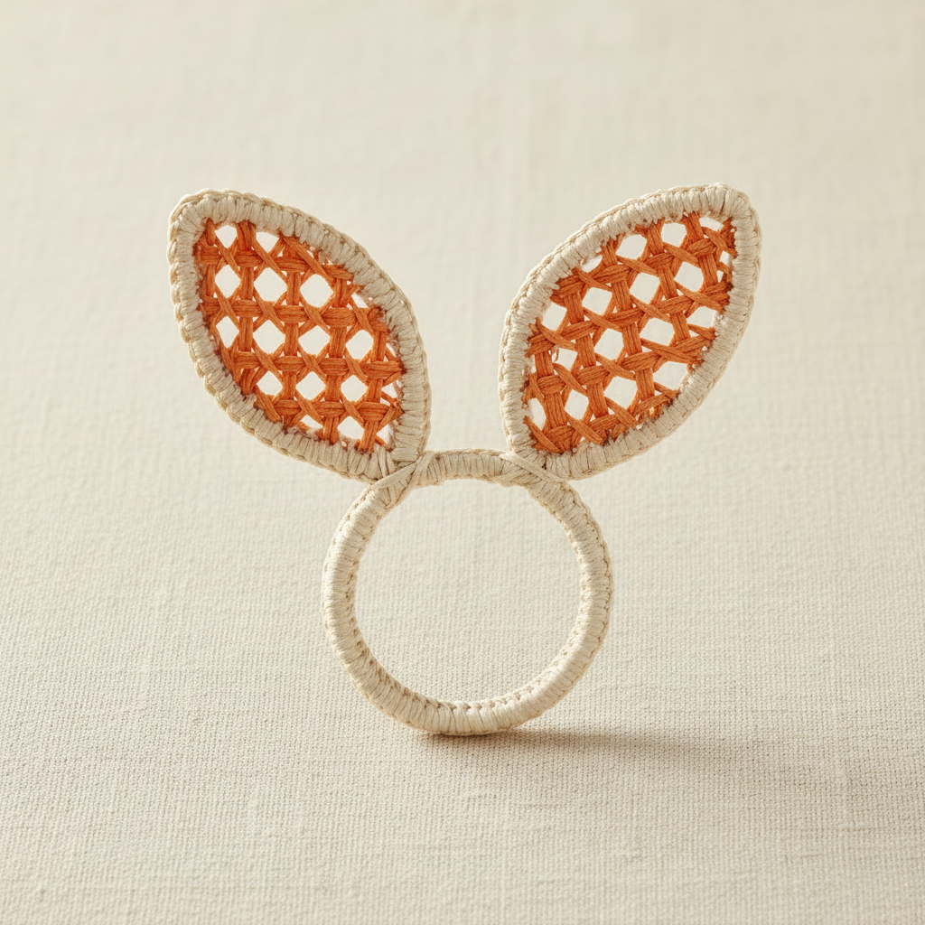 Easter Bunny Ears Handwoven Iraca Napkin Ring