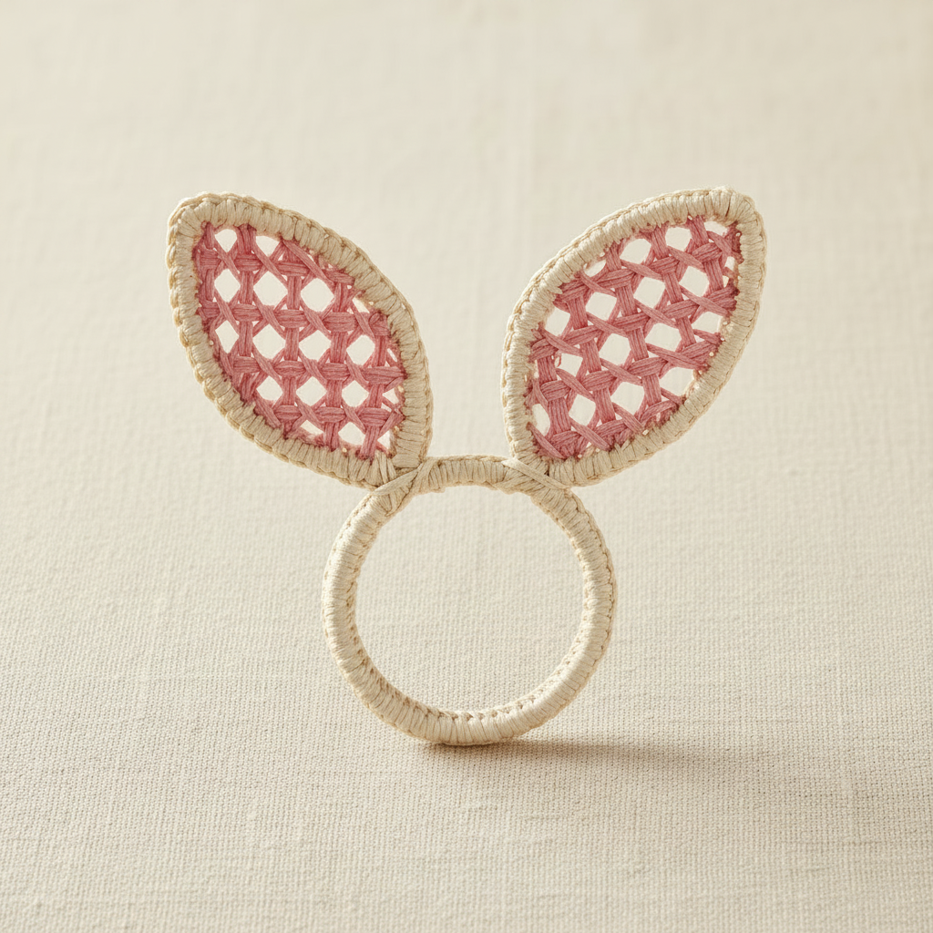 Easter Bunny Ears Handwoven Iraca Napkin Ring