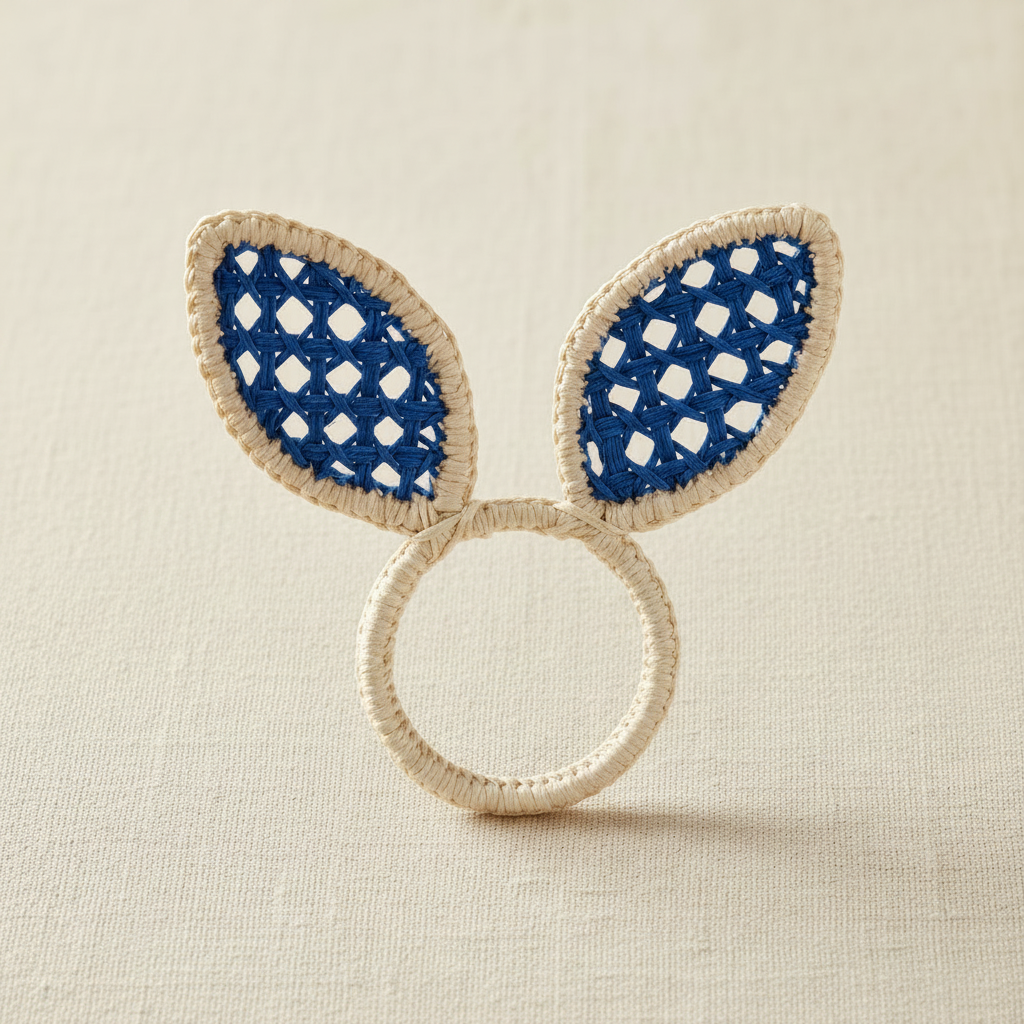 Easter Bunny Ears Handwoven Iraca Napkin Ring