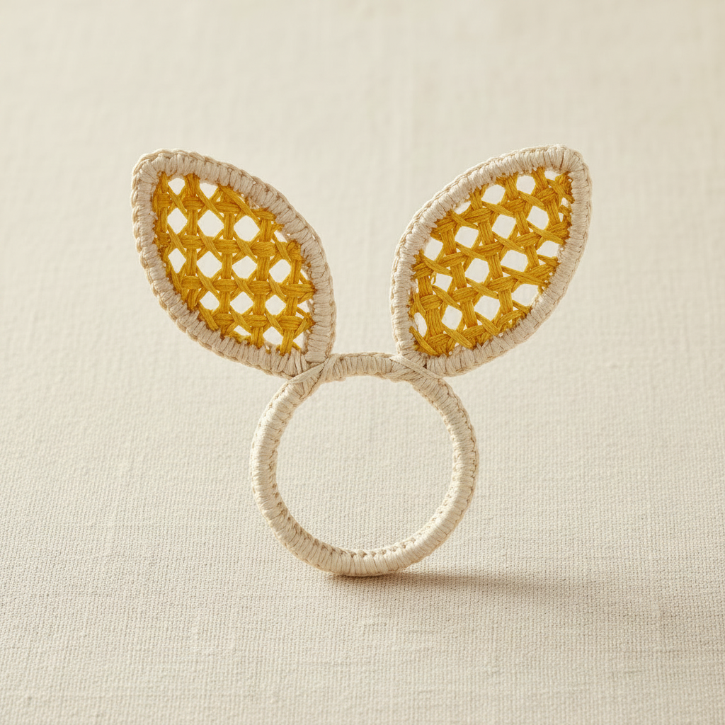 Easter Bunny Ears Handwoven Iraca Napkin Ring