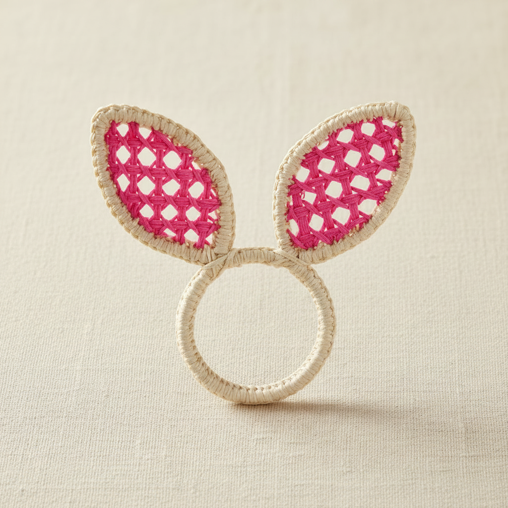 Easter Bunny Ears Handwoven Iraca Napkin Ring