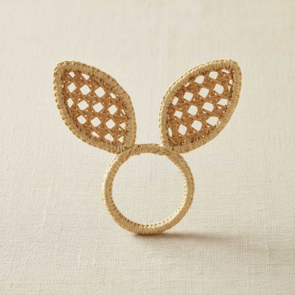 Easter Bunny Ears Handwoven Iraca Napkin Ring