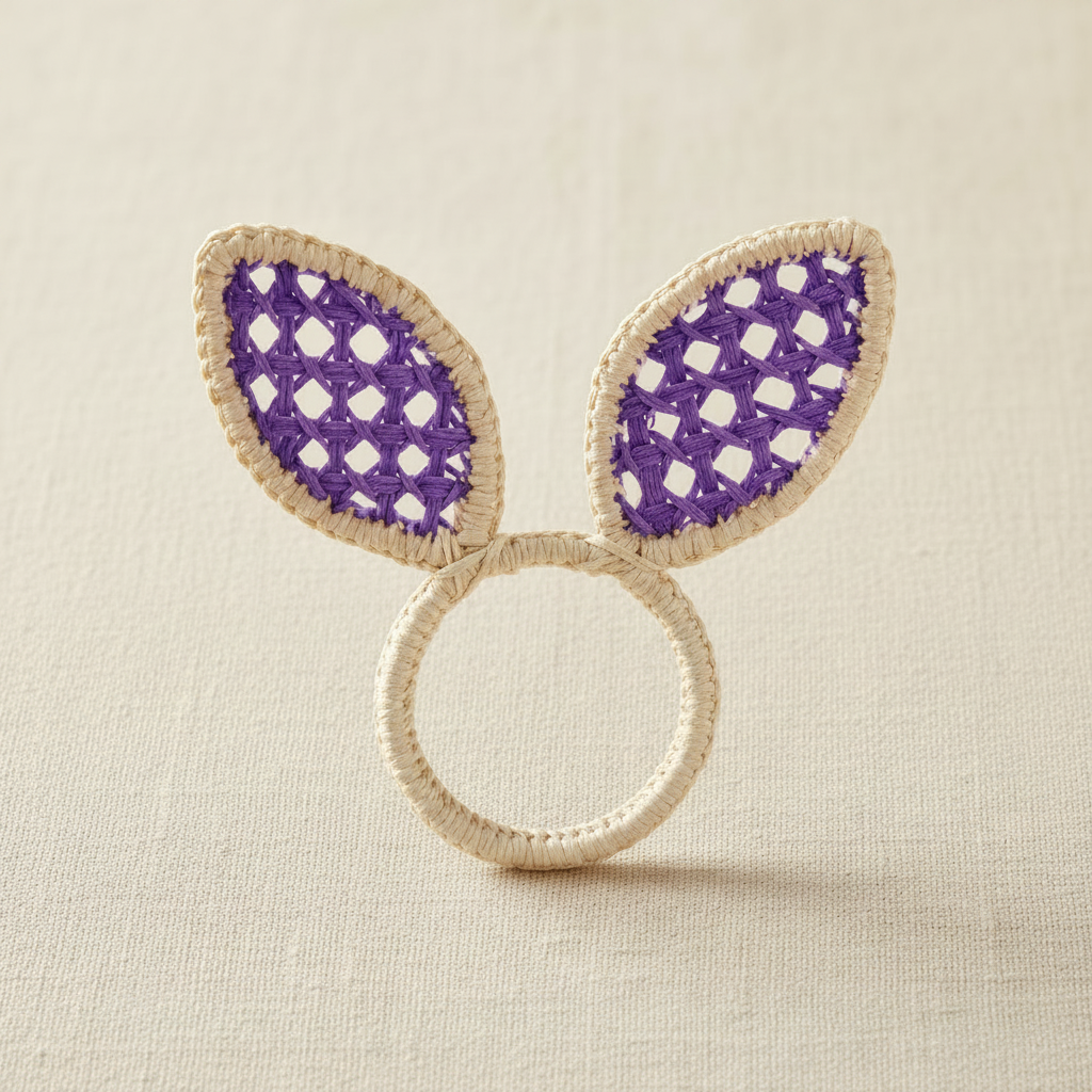 Easter Bunny Ears Handwoven Iraca Napkin Ring