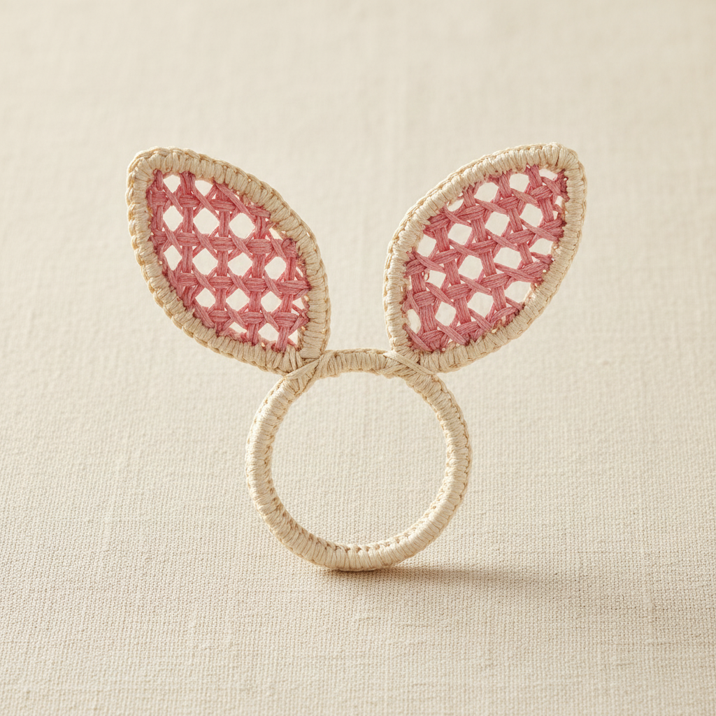 Easter Bunny Ears Handwoven Iraca Napkin Ring