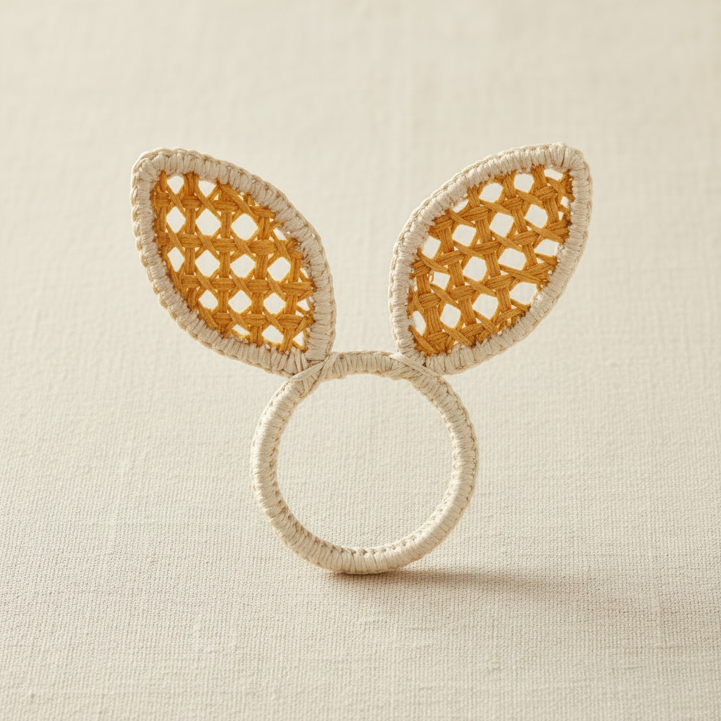 Easter Bunny Ears Handwoven Iraca Napkin Ring