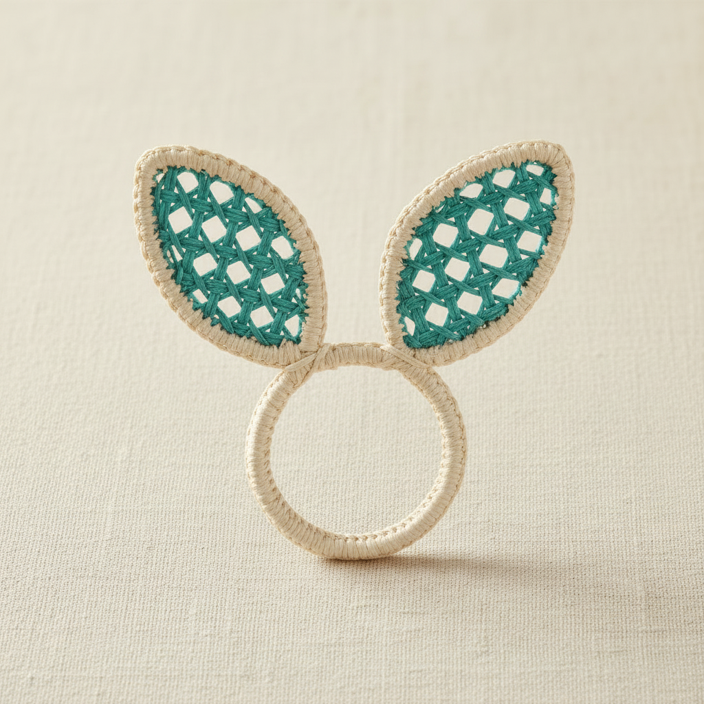 Easter Bunny Ears Handwoven Iraca Napkin Ring