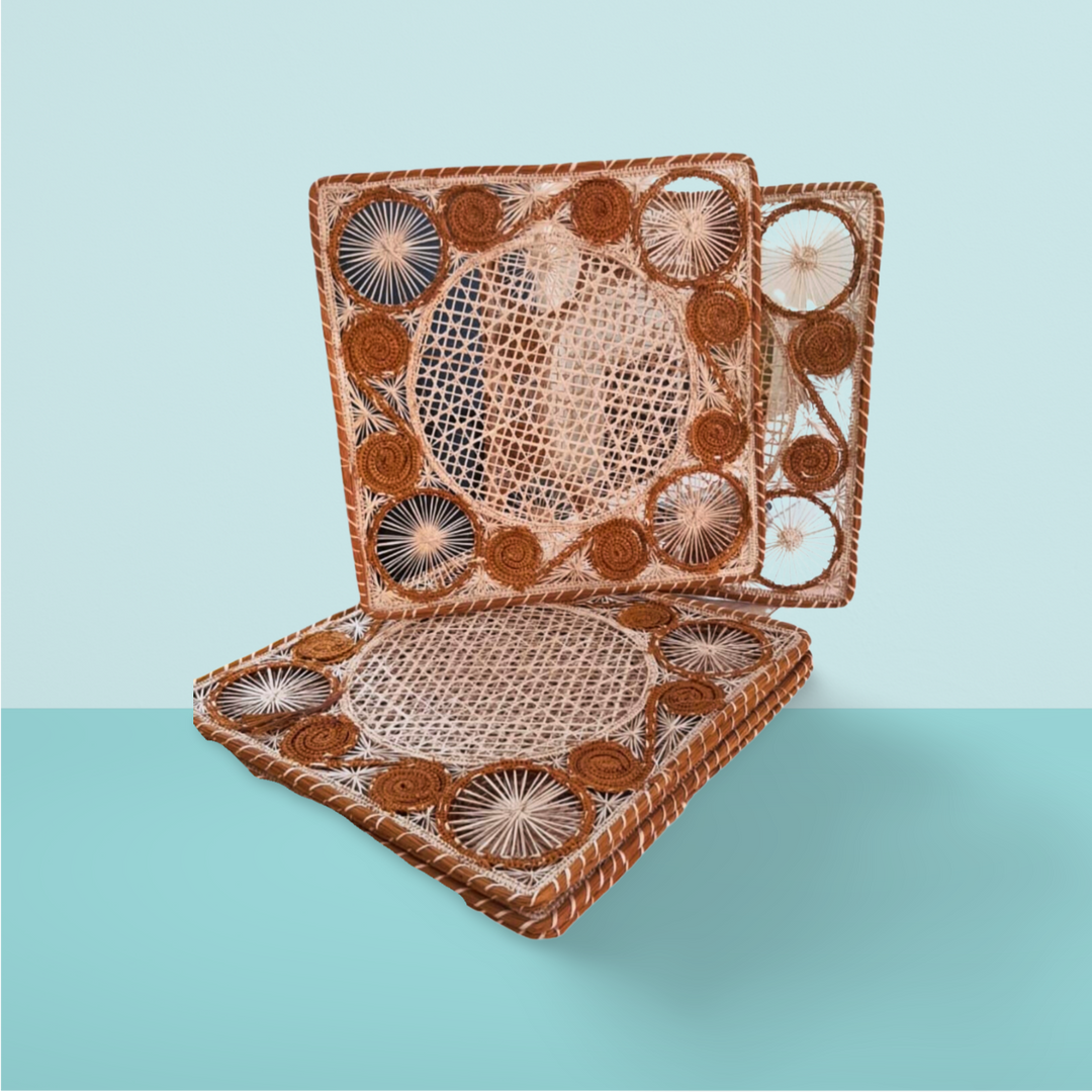 Caracol Square Handwoven Iraca Placemat