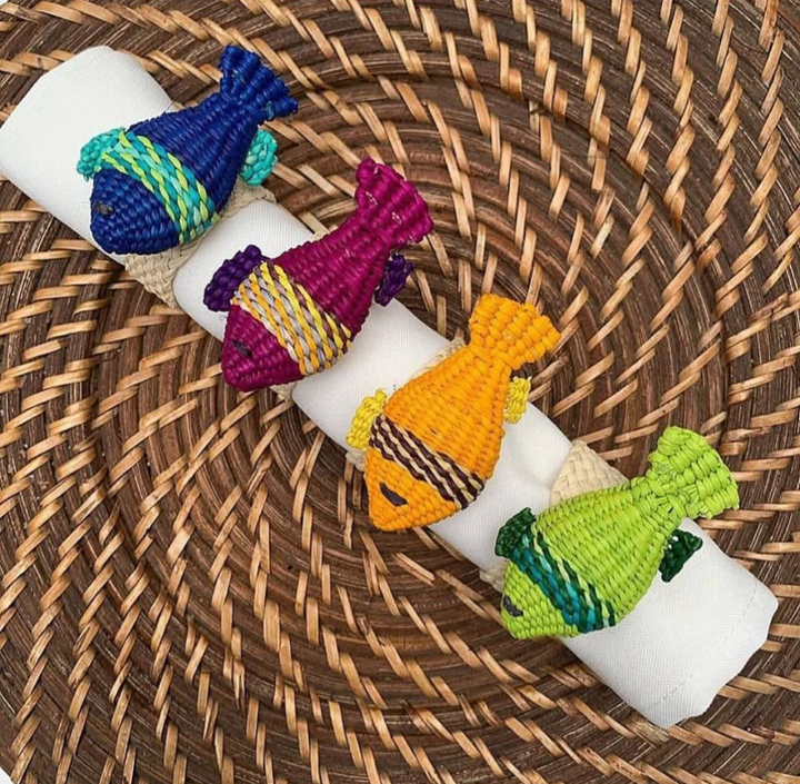 Fish Handwoven Iraca Napkin Rings