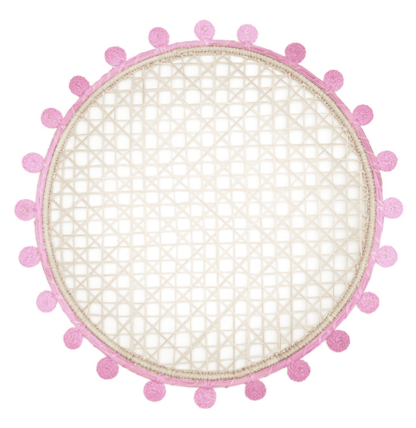 Pom-Edge Handwoven Iraca Placemat — Placemats, [material], MacondoForever