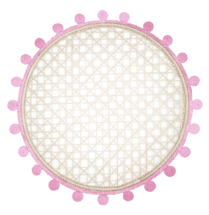 Pom-Edge Handwoven Iraca Placemat — Placemats, [material], MacondoForever