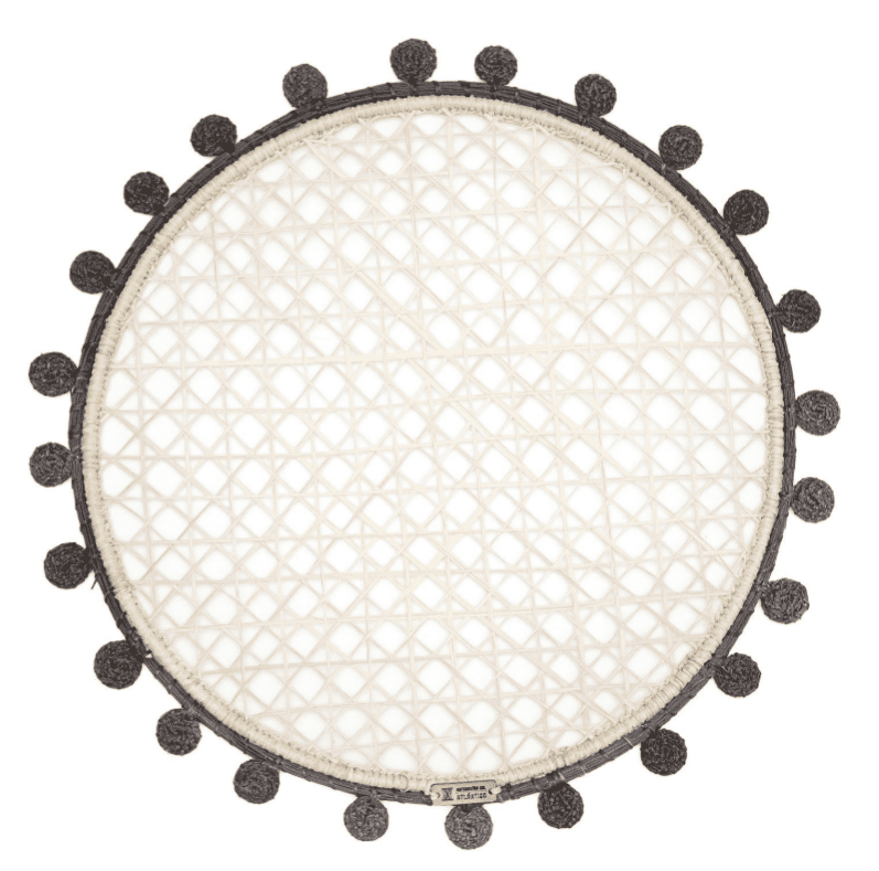 Pom-Edge Handwoven Iraca Placemat — Placemats, [material], MacondoForever