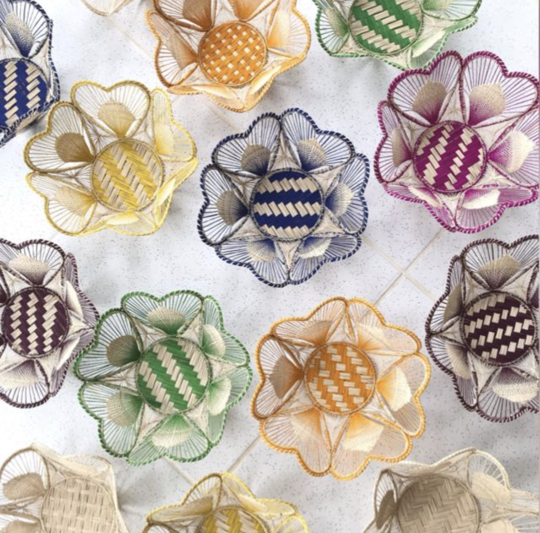 Floral Handwoven Iraca Bread Basket