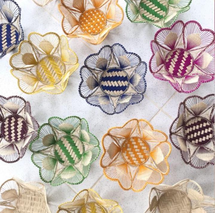 Floral Handwoven Iraca Bread Basket
