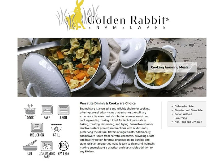 Golden Rabbit Enamelware Modern Monet Set of 3 Nesting Bowls