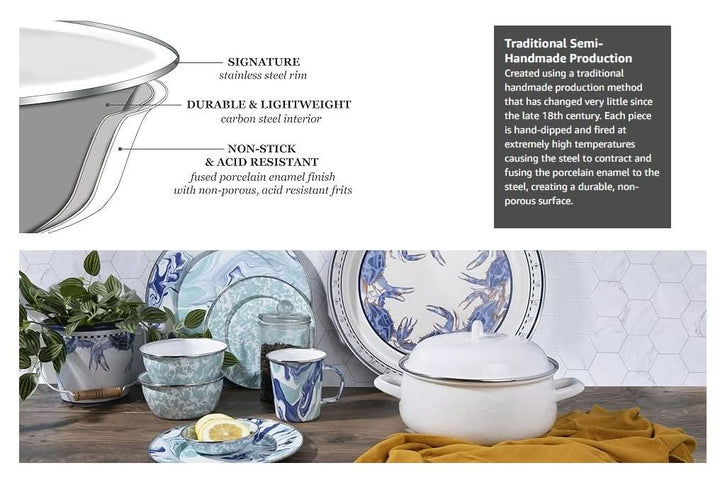 Golden Rabbit Enamelware Modern Monet Set of 3 Nesting Bowls