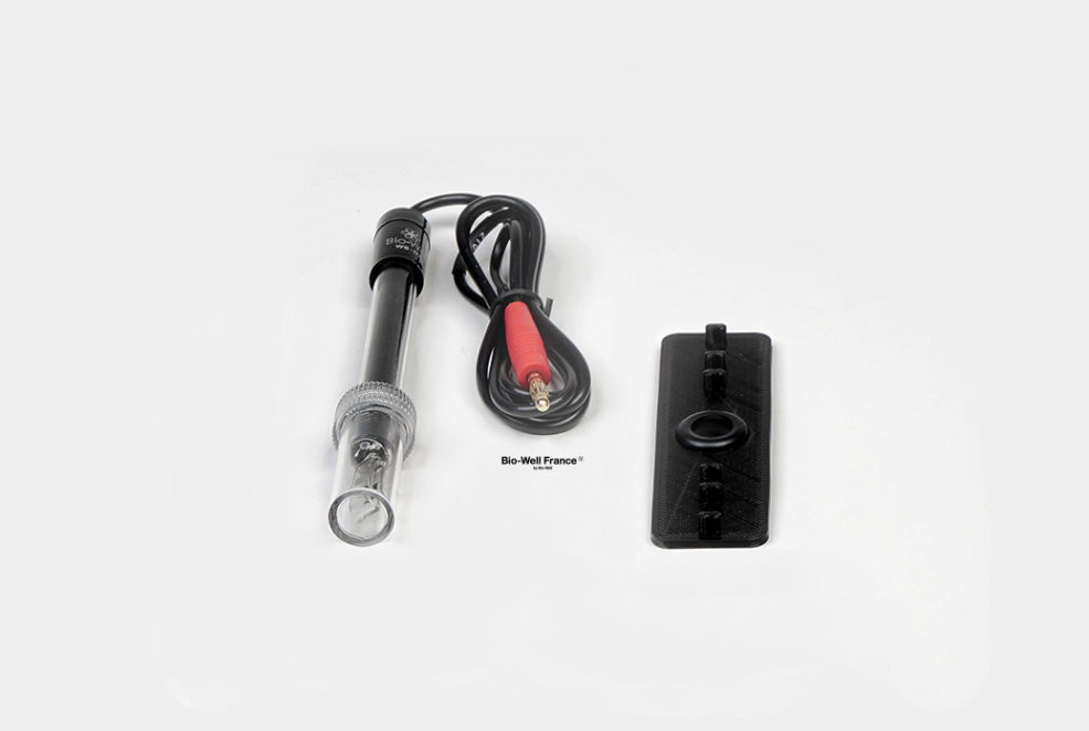 Water sensor kit with metal probe, wire harness, and black control module