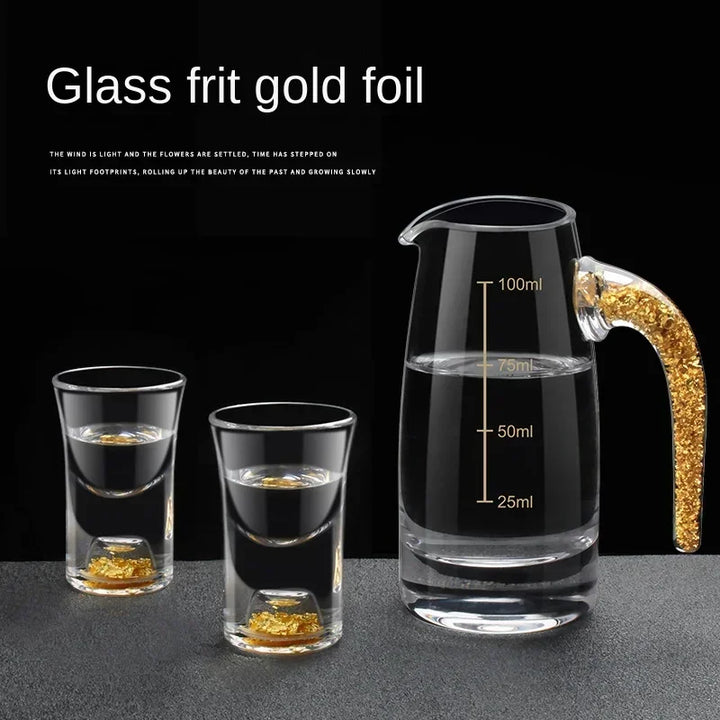 Glass Wine Set with Gold‑Foil Accents