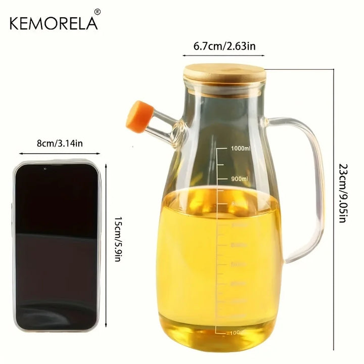 Modern Glass Olive Oil Bottle – Leak‑Proof for Cooking & BBQ