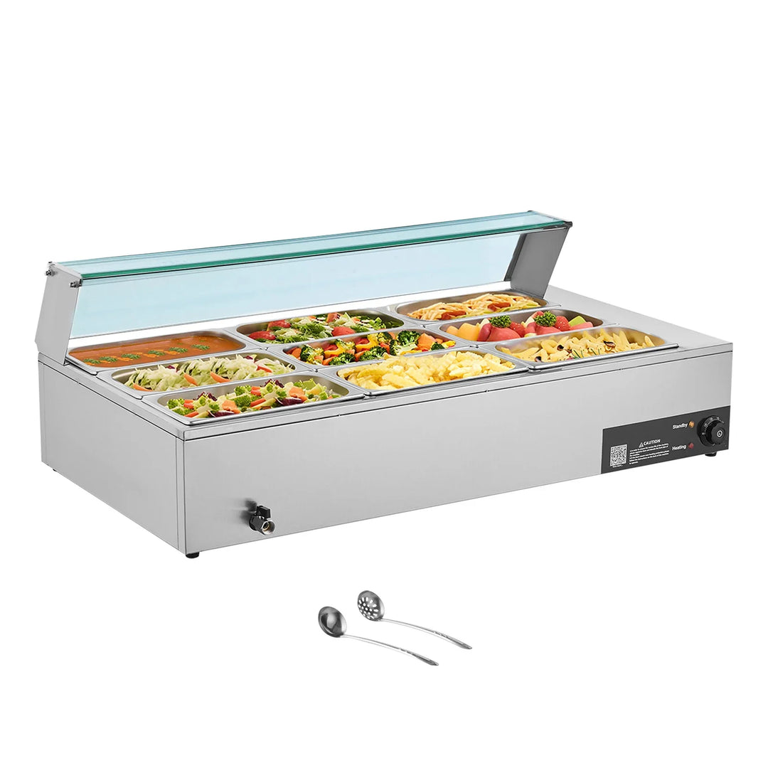SucceBuy Commercial Electric Food Warmer Stainless Steel Buffet Bain Marie