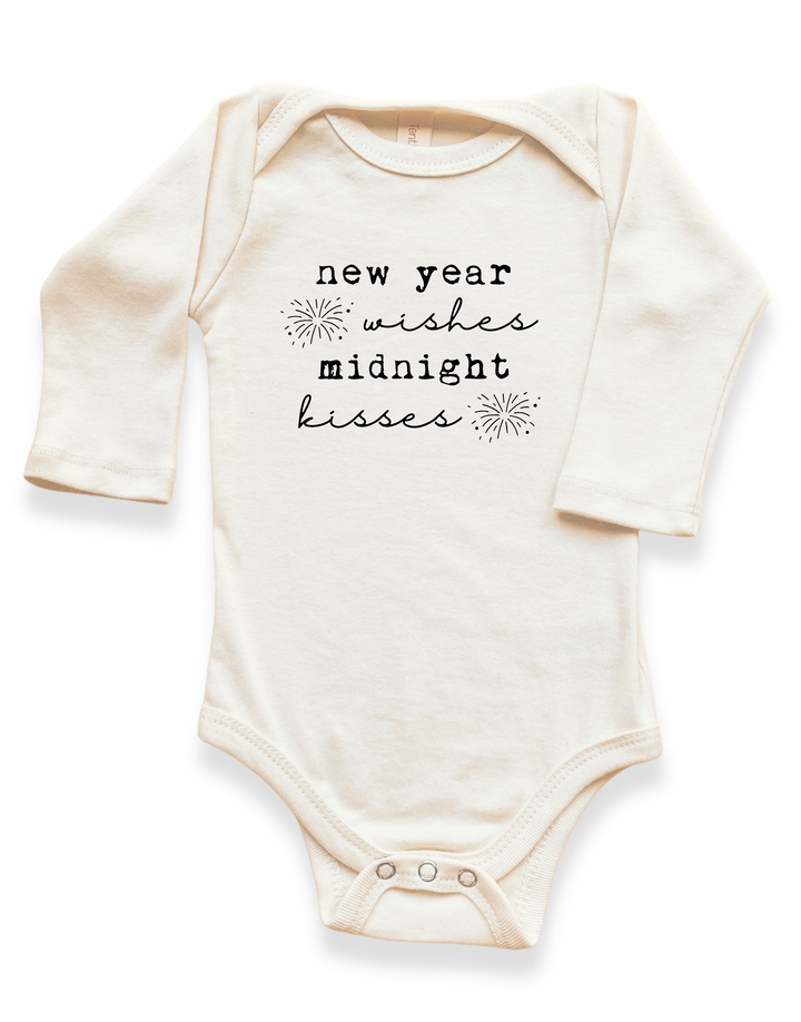 Organic baby long-sleeve bodysuit, cream, snap closure, &