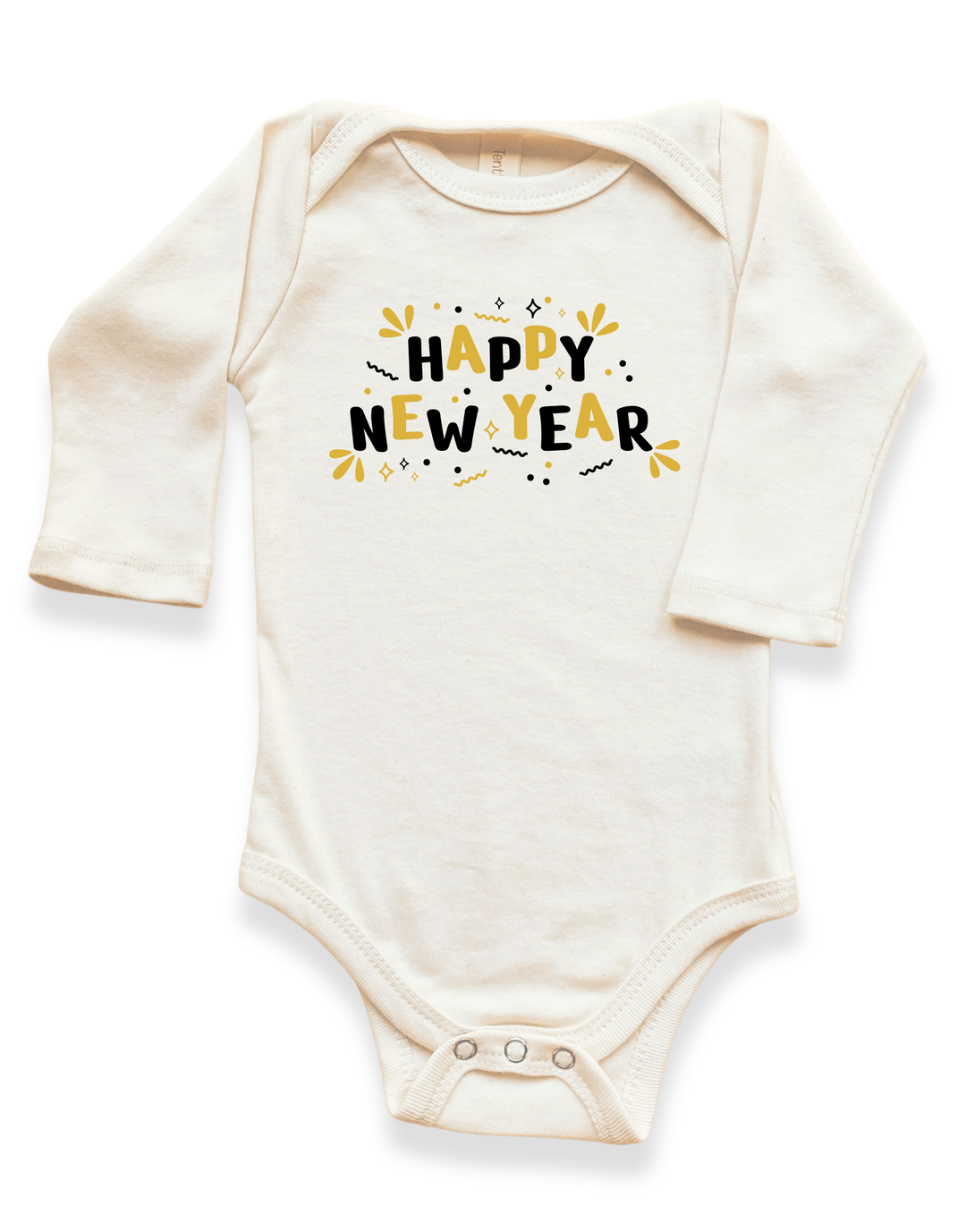Ivory long-sleeve organic baby bodysuit with &