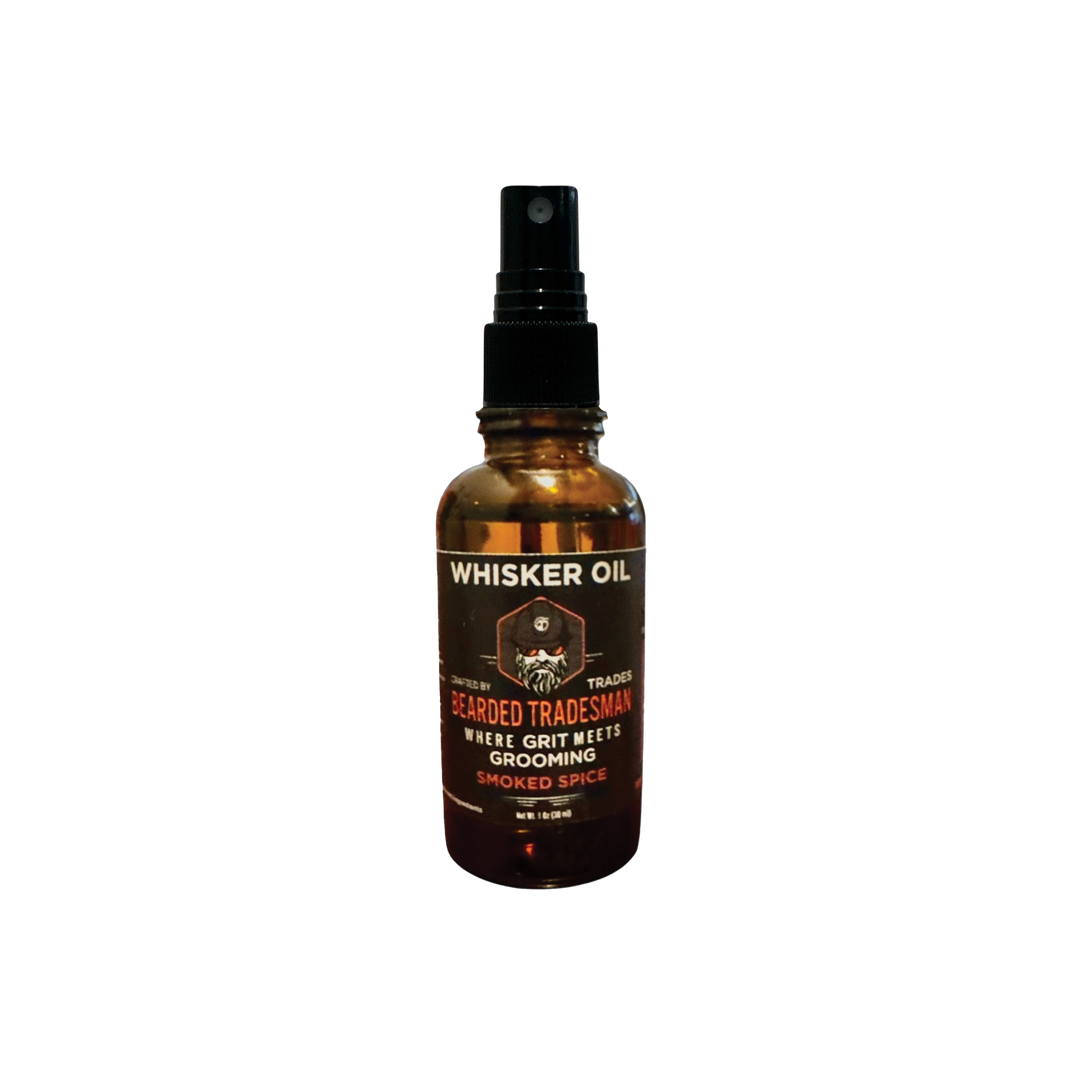 Whisker oil spray bottle with amber glass and &