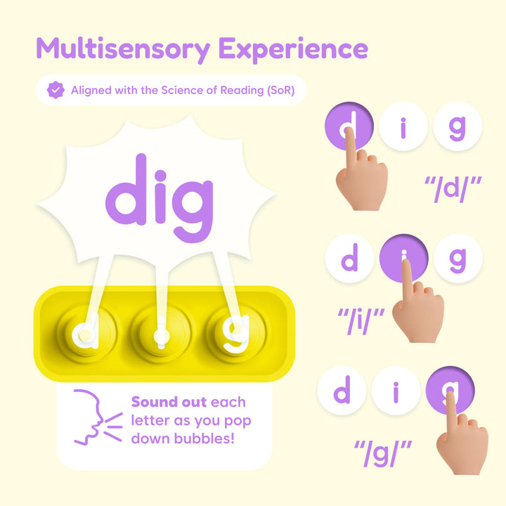 Sneaky Elves multisensory fidget word tiles with letter bubbles for CVC practice