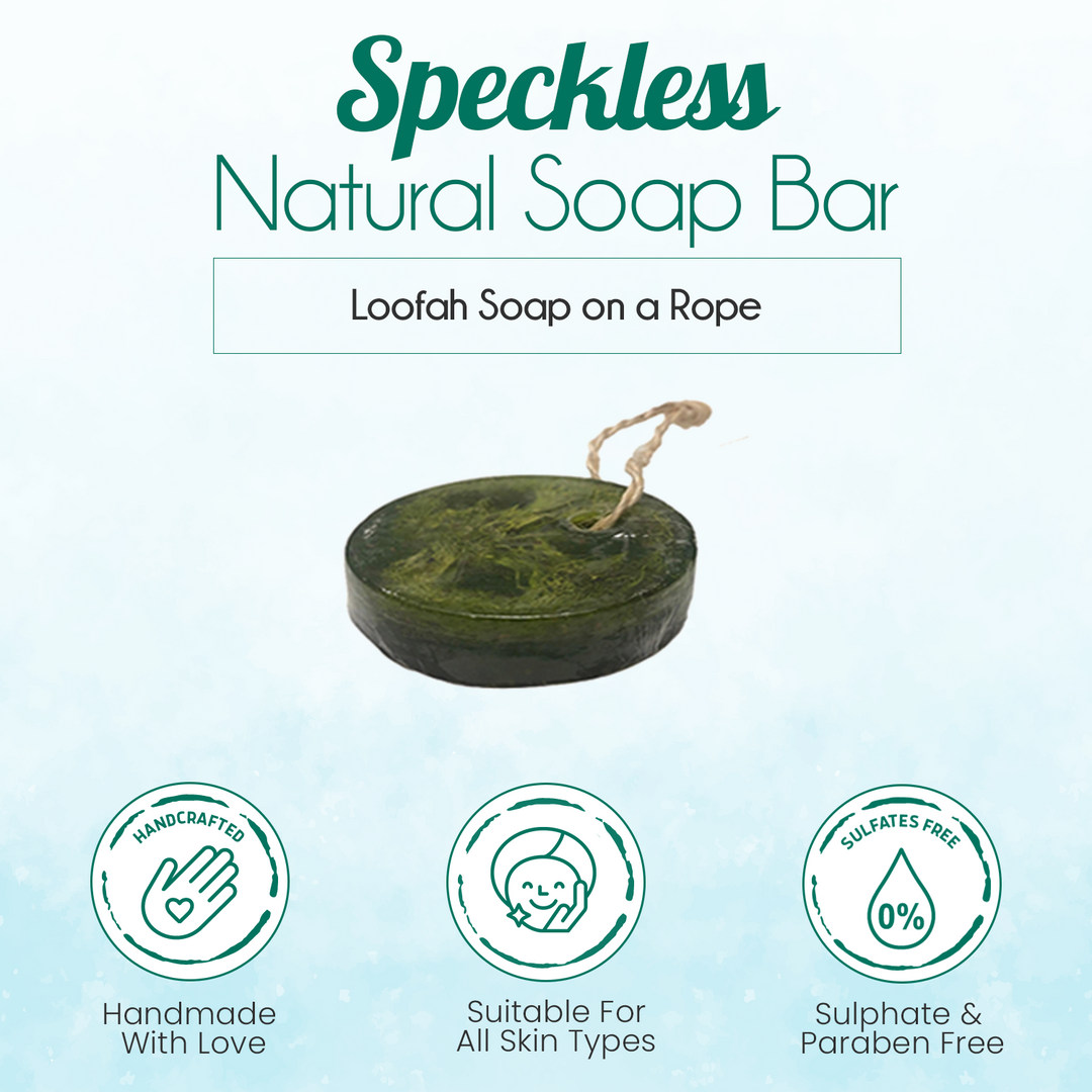 Dark green round soap bar on a rope with a small hanging loop