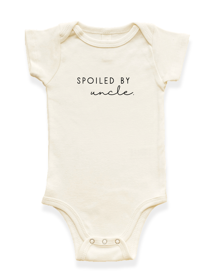 Organic baby bodysuit, cream; short sleeves, snap bottom, &