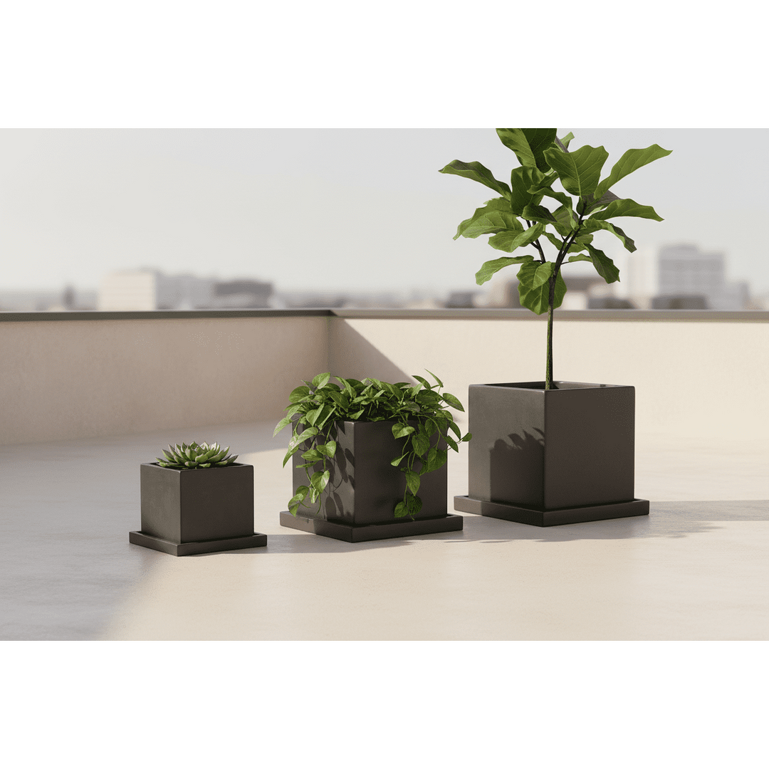 Concrete Square Planter: Charcoal — Pots & Planters, [material], Port Living Co.