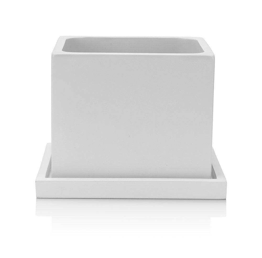 Concrete Square Planter: White — , [material], Port Living Co.