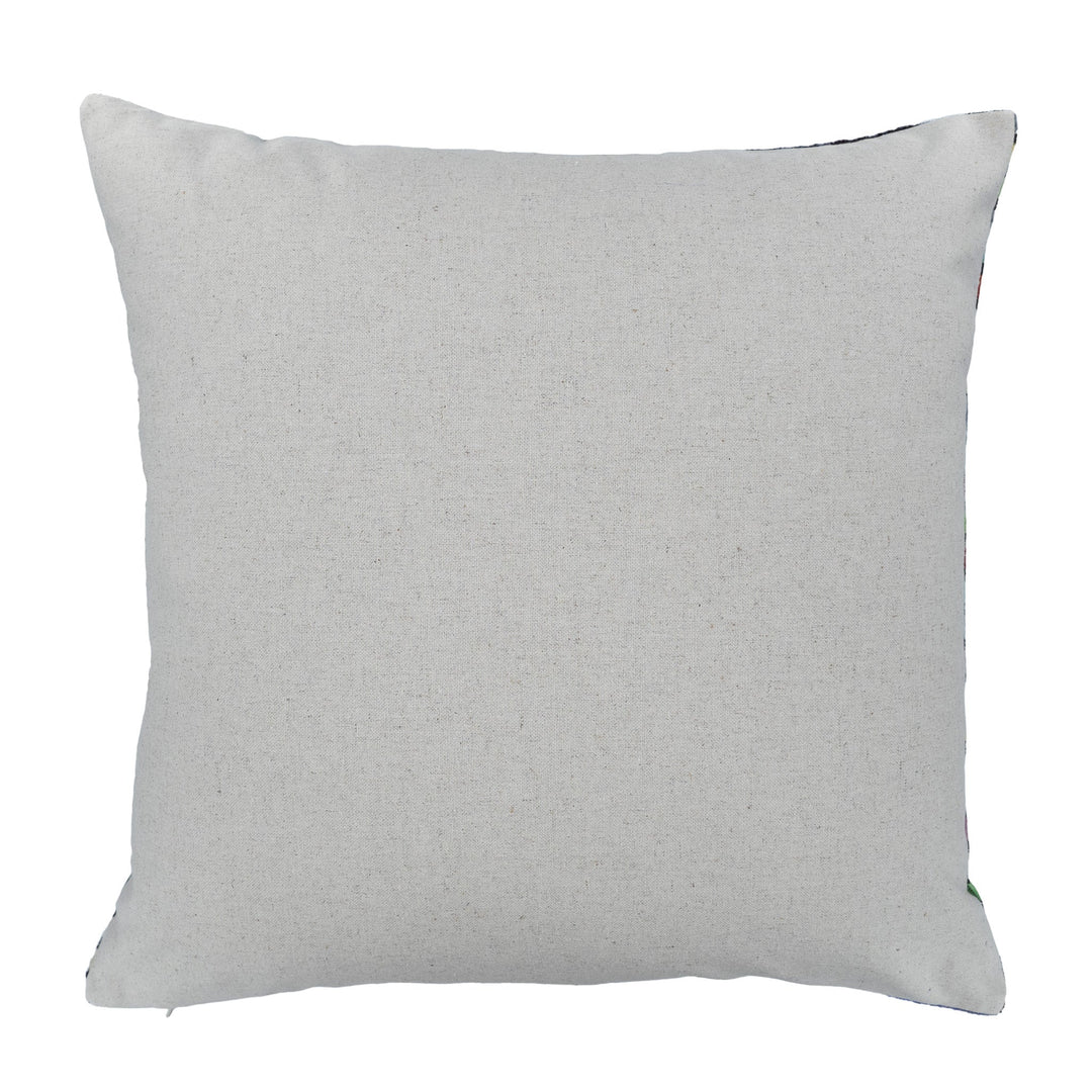 Silk velvet ikat pillow case with plain light gray back, 20" x 20"