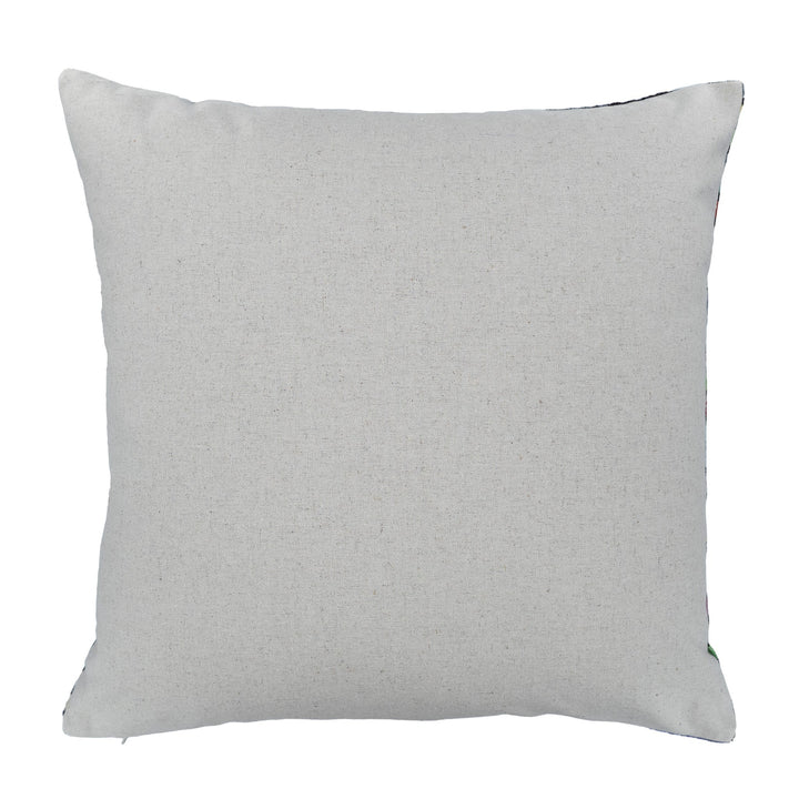 Silk velvet ikat pillow case with plain light gray back, 20" x 20"