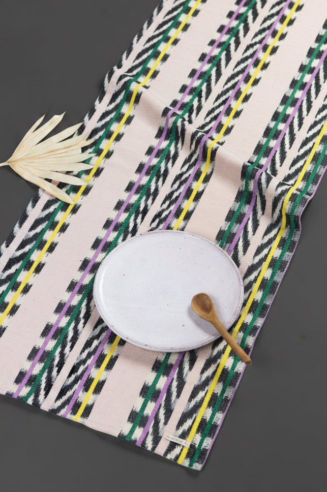 Solana Multicolor Ikat Heavy Cotton Table Runner (Guatemala)
