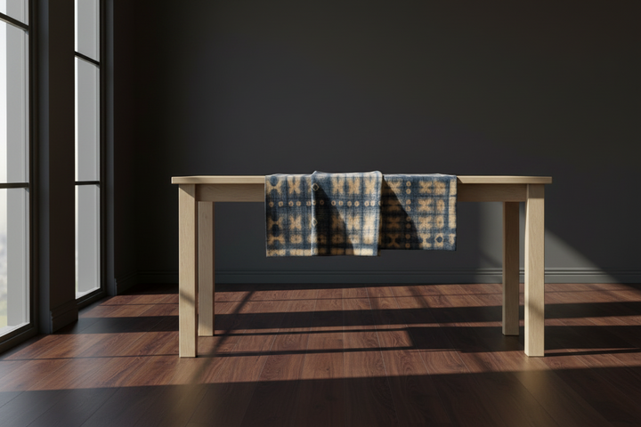 Raffia Shibori Table Runner-Cocoon & Moth Pattern