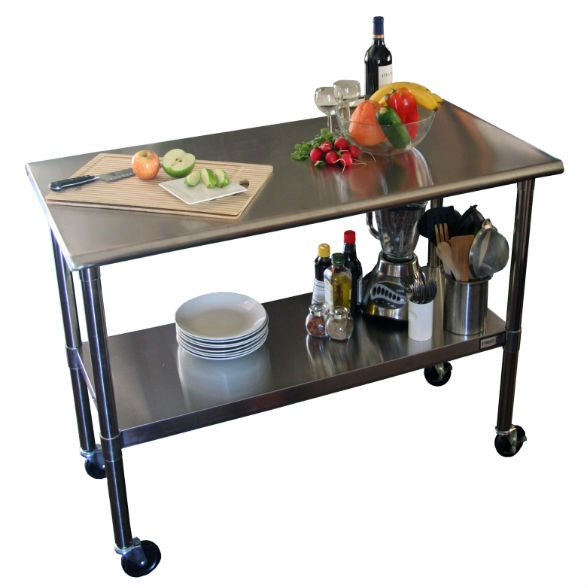 Stainless Steel 2-ft Kitchen Island Prep Table with Casters