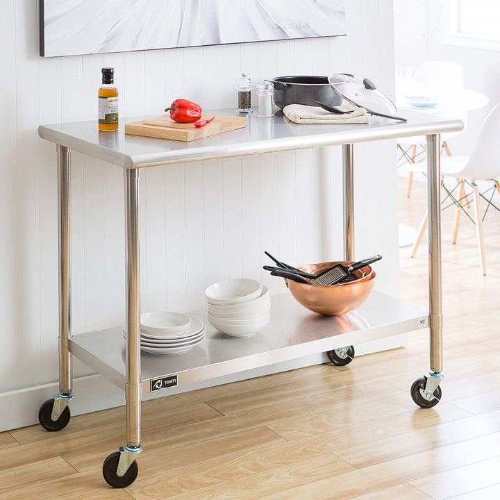 Stainless Steel 2-ft Kitchen Island Prep Table with Casters
