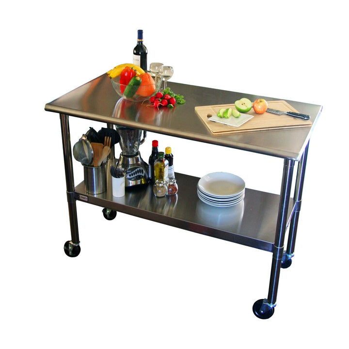 Stainless Steel Prep Table with Locking Casters (2ft × 4ft)