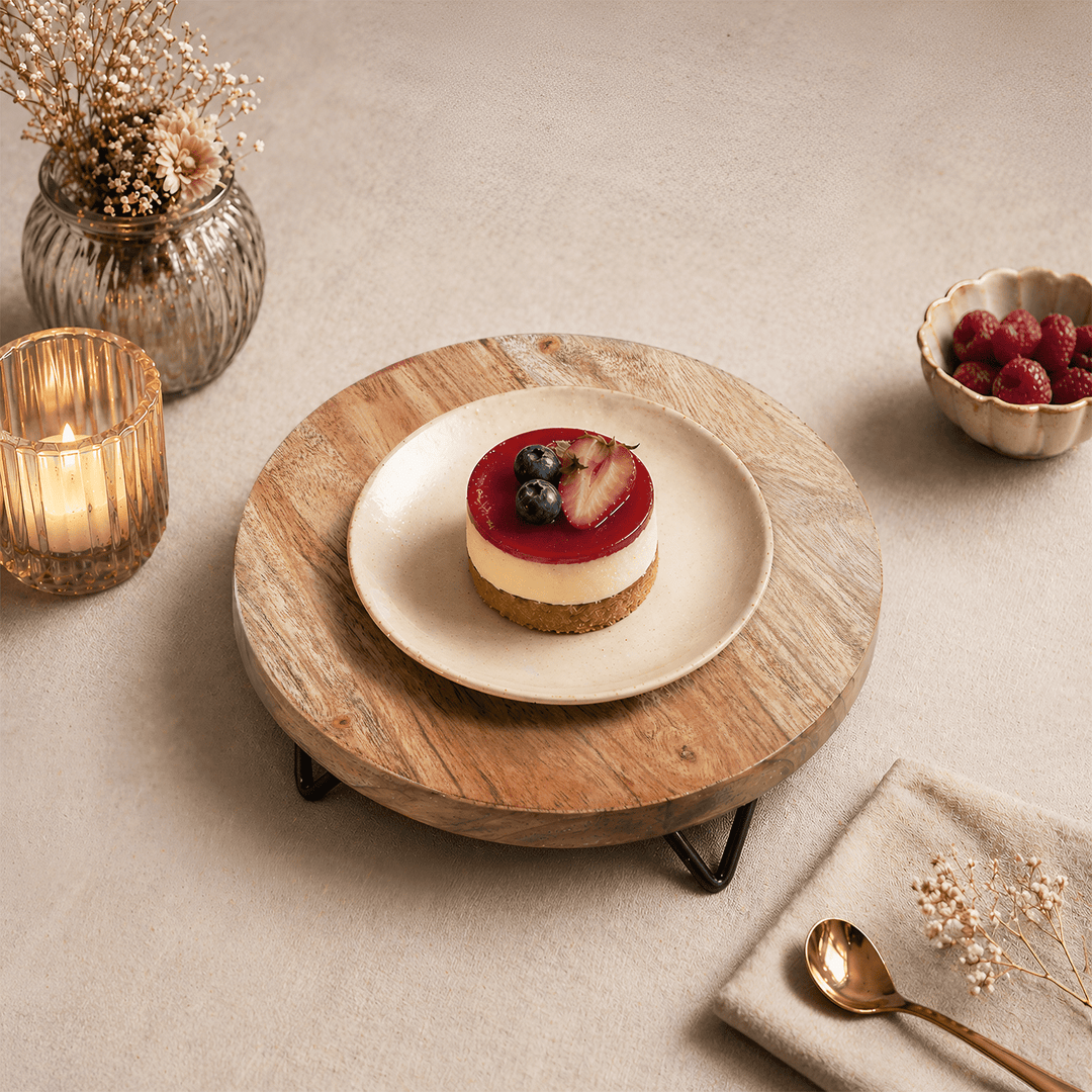 Wood Riser Set of 2 Round Trivet Display Stand 6" 8" Decor