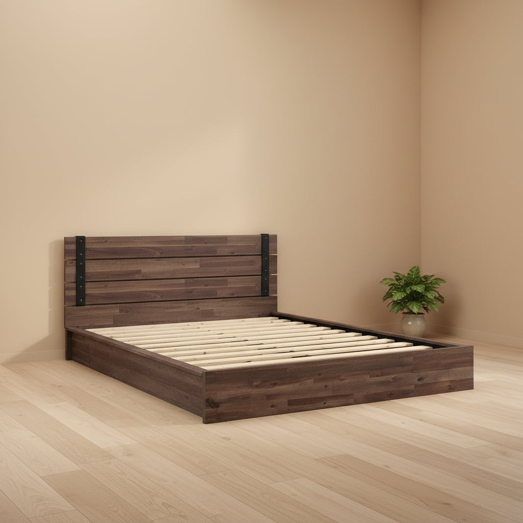 Twin size Farmhouse Wood Industrial Low Profile Platform Bed Frame