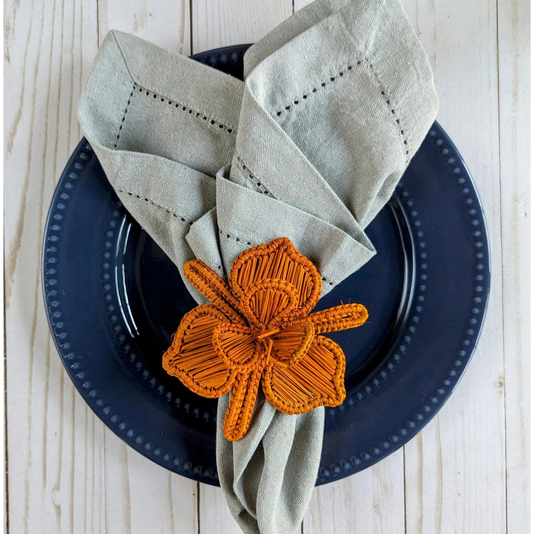 Thanksgiving Orchid Handwoven Iraca Napkin Ring — Napkin Ring, [material], MacondoForever
