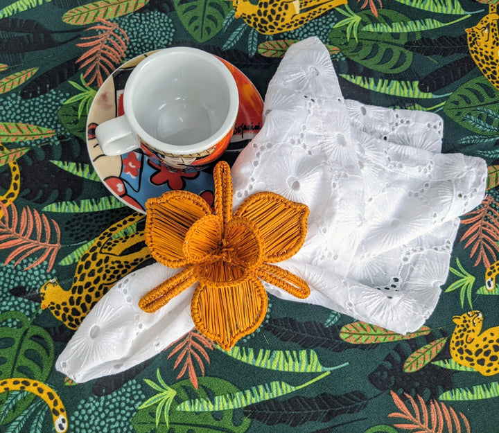 Thanksgiving Orchid Handwoven Iraca Napkin Ring — Napkin Ring, [material], MacondoForever