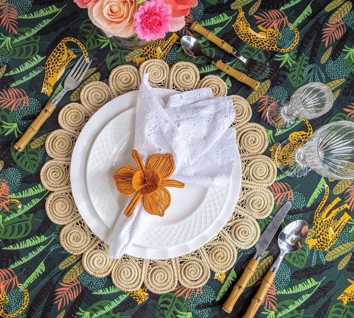 Thanksgiving Orchid Handwoven Iraca Napkin Ring — Napkin Ring, [material], MacondoForever